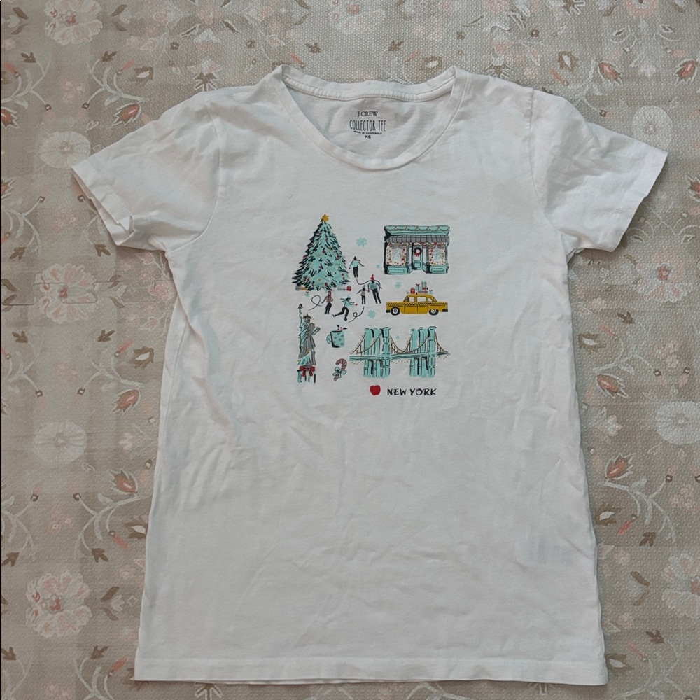 J Crew Collector Tee New York Christmas White X-Small
